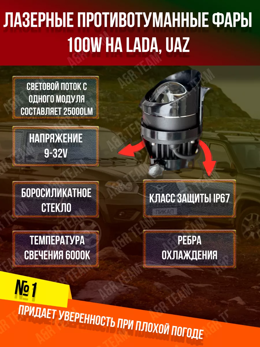 Лазерные противотуманные фары 100w Лада, УАЗ Патриот A&R Auto купить по  цене 2 939 ₽ в интернет-магазине Wildberries | 192721698