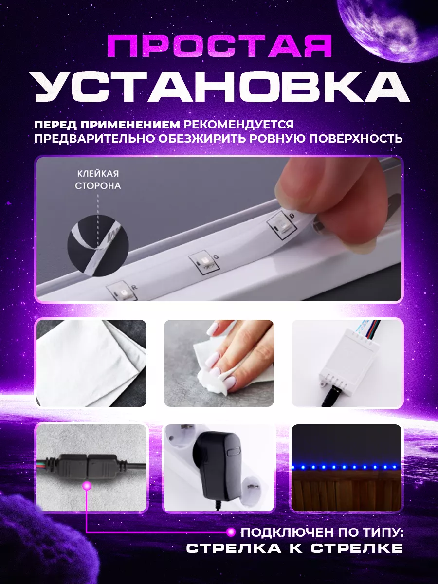 Светодиодная лента с пультом rgb led подсветка 5м LED STRIP LIGHT купить по  цене 258 ₽ в интернет-магазине Wildberries | 192818942