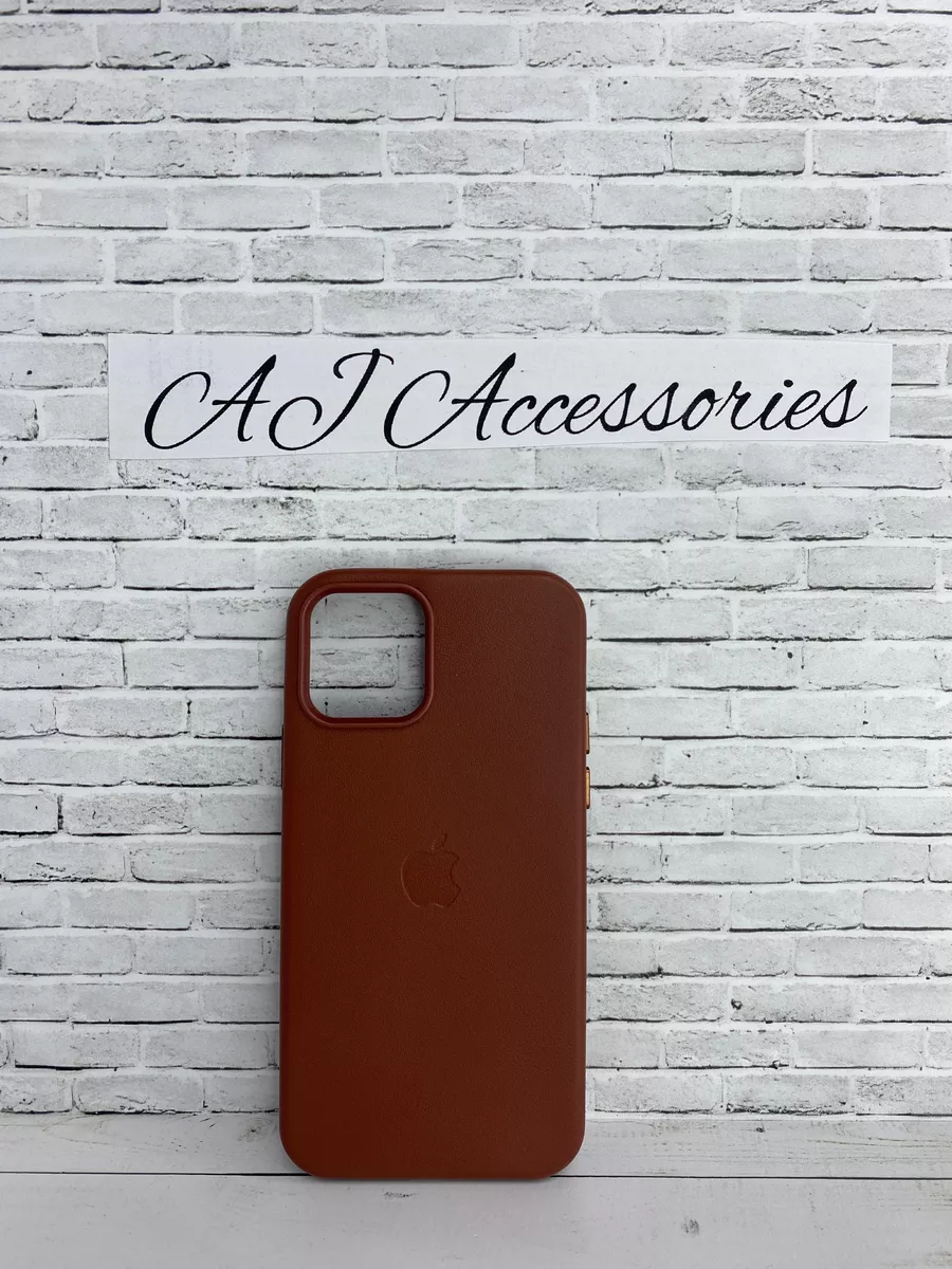 AJ accessories Чехол на Айфон кожаный iPhone 12 12 Pro Темно-коричневый