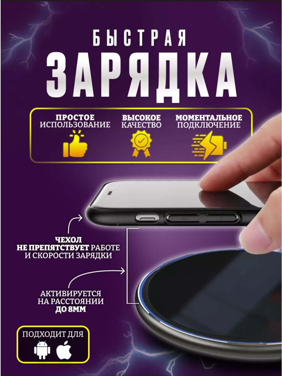 Беспроводная зарядка для apple, android, iphone, samsung