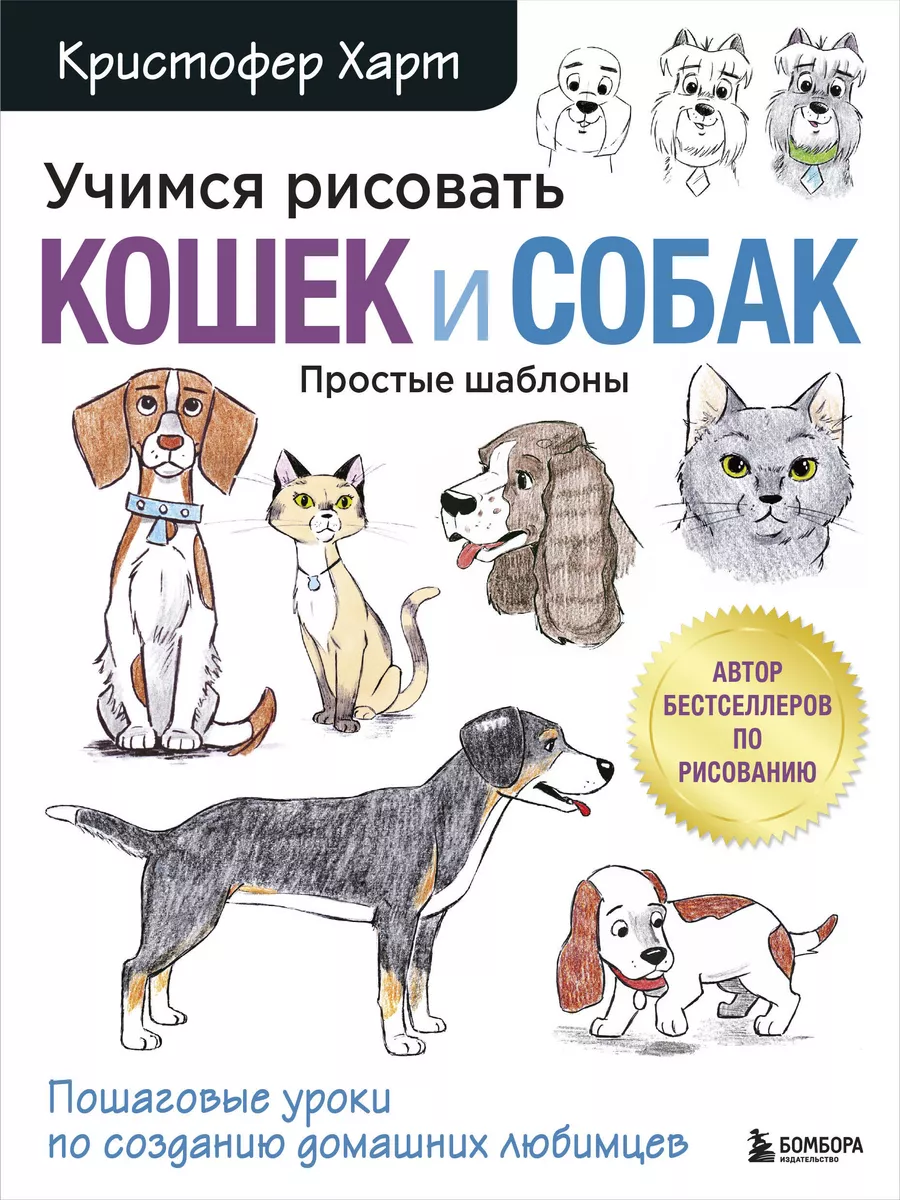 БОМБОРА Учимся рисовать кошек и собак. Пошаговые уроки