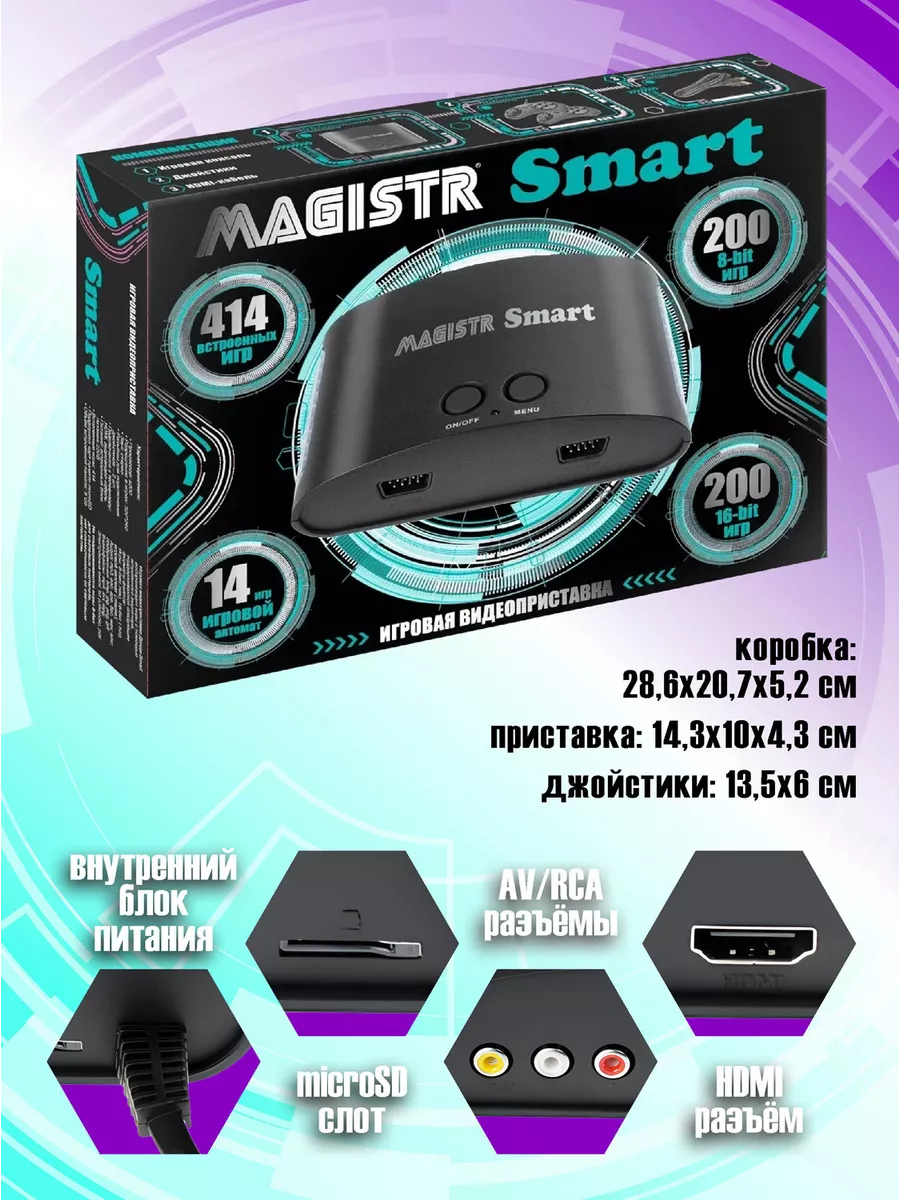 Magistr Игровая приставка 8- и 16-бит Smart 414 игр HDMI