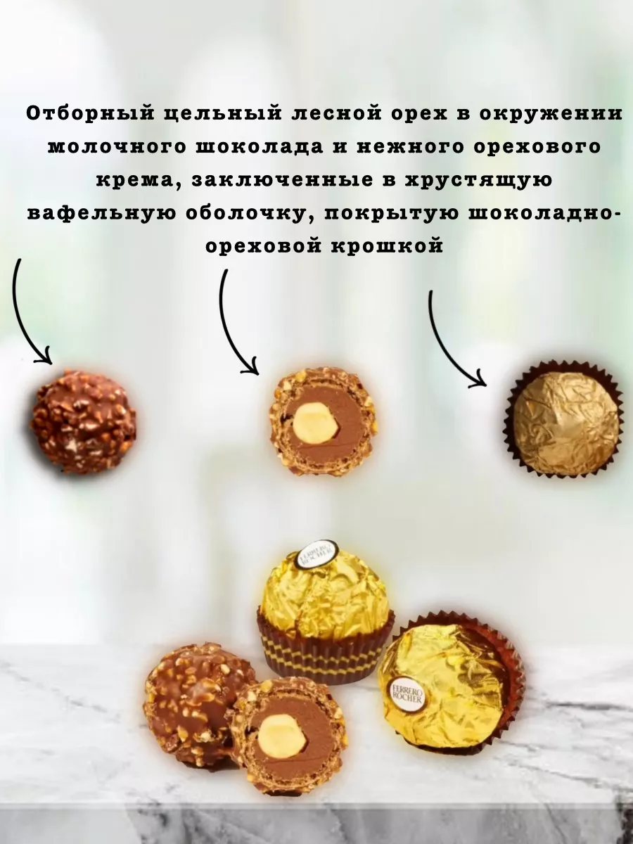 Конфеты Ферреро Роше шоколадные 125гр FERRERO купить по цене 22,59 р. в  интернет-магазине Wildberries в Беларуси | 195676044