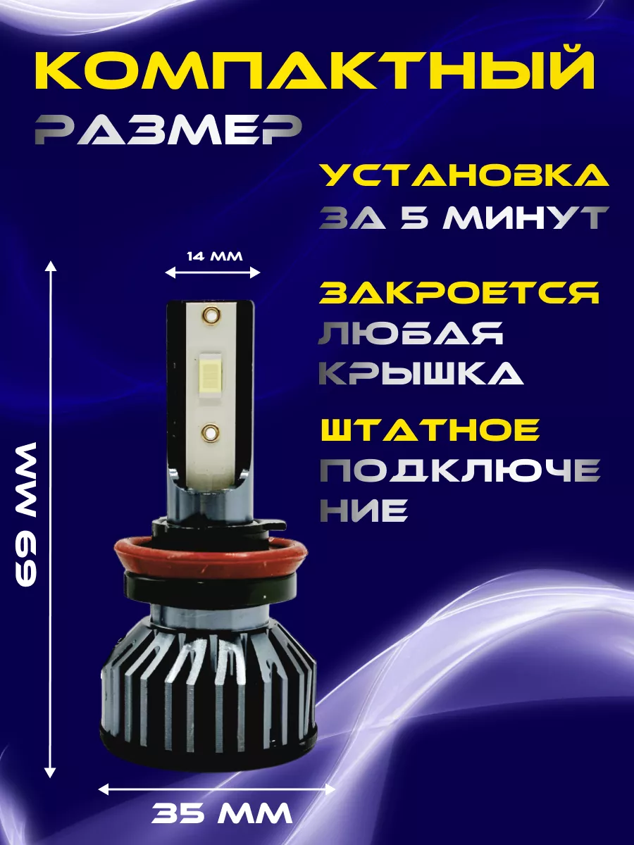 Светодиодные лампы для авто LED H8 H9 H11 Shop747 купить по цене 1 269 ₽ в  интернет-магазине Wildberries | 196056545