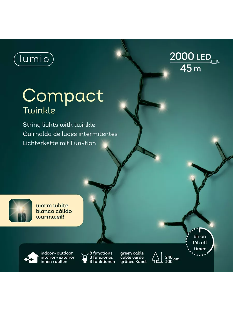 Гирлянда на елку новогодняя LUMIO Compact 2000 Led 45 м 