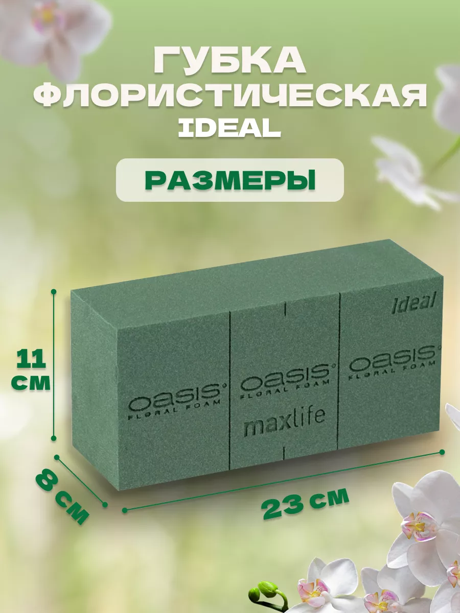 Флористическая губка, для цветов Оазис Ideal пиафлор 1 шт OASIS Floral Foam  купить по цене 293 ₽ в интернет-магазине Wildberries | 196809706