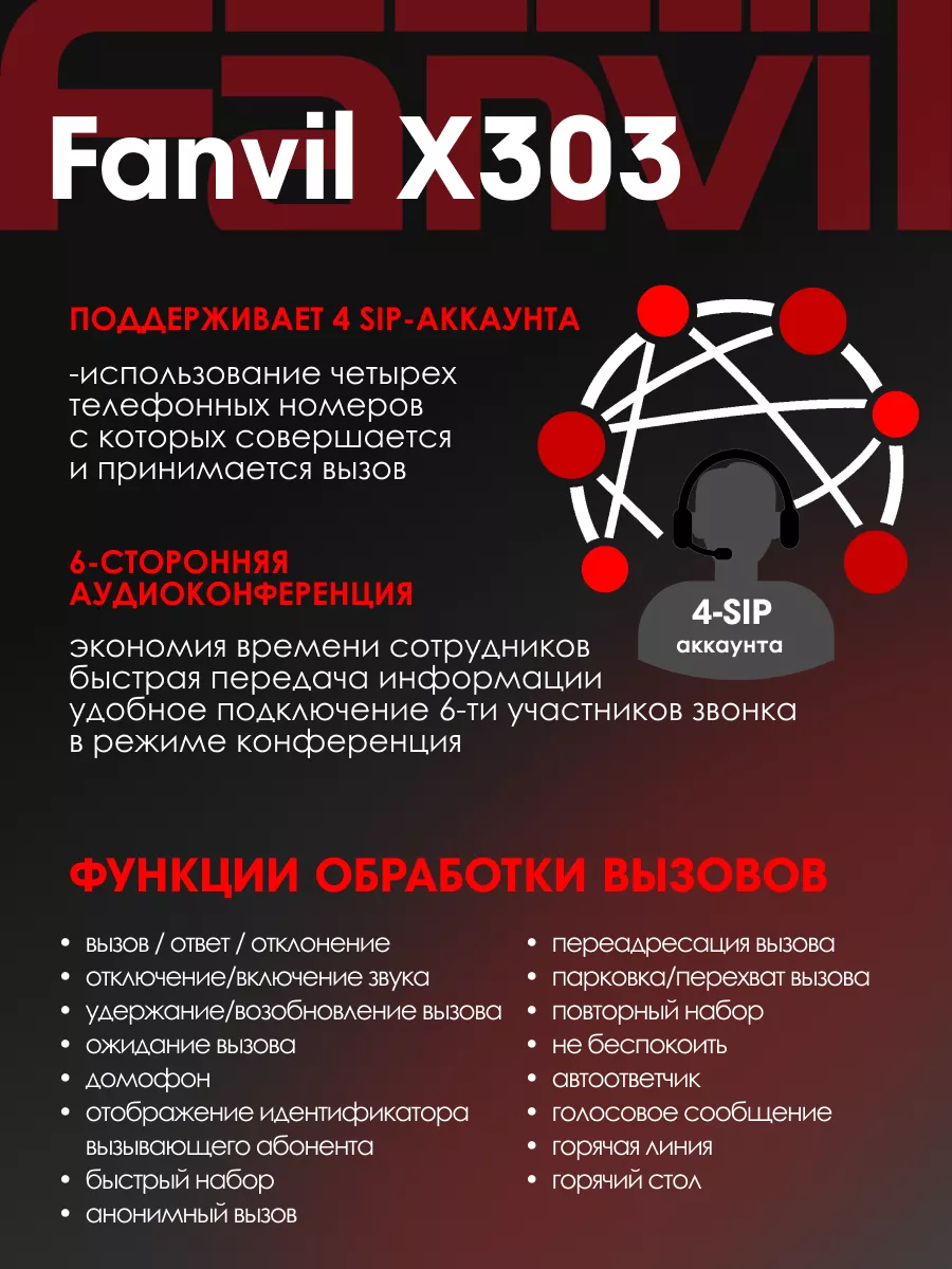 FANVIL IP-телефон X303, 4 SIP аккаунта