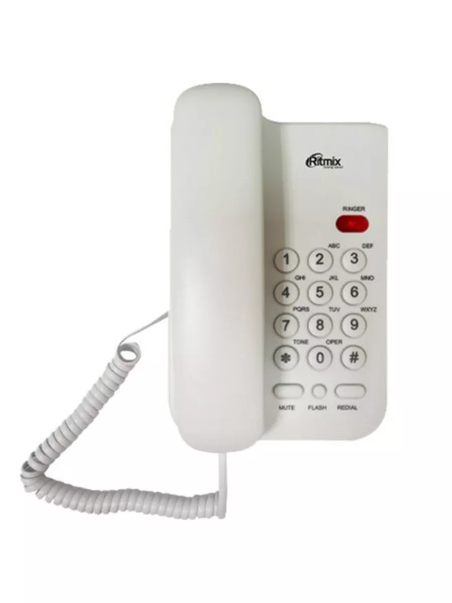 RITMIX Телефон RT-311 white, световая индикация звонка, тональный