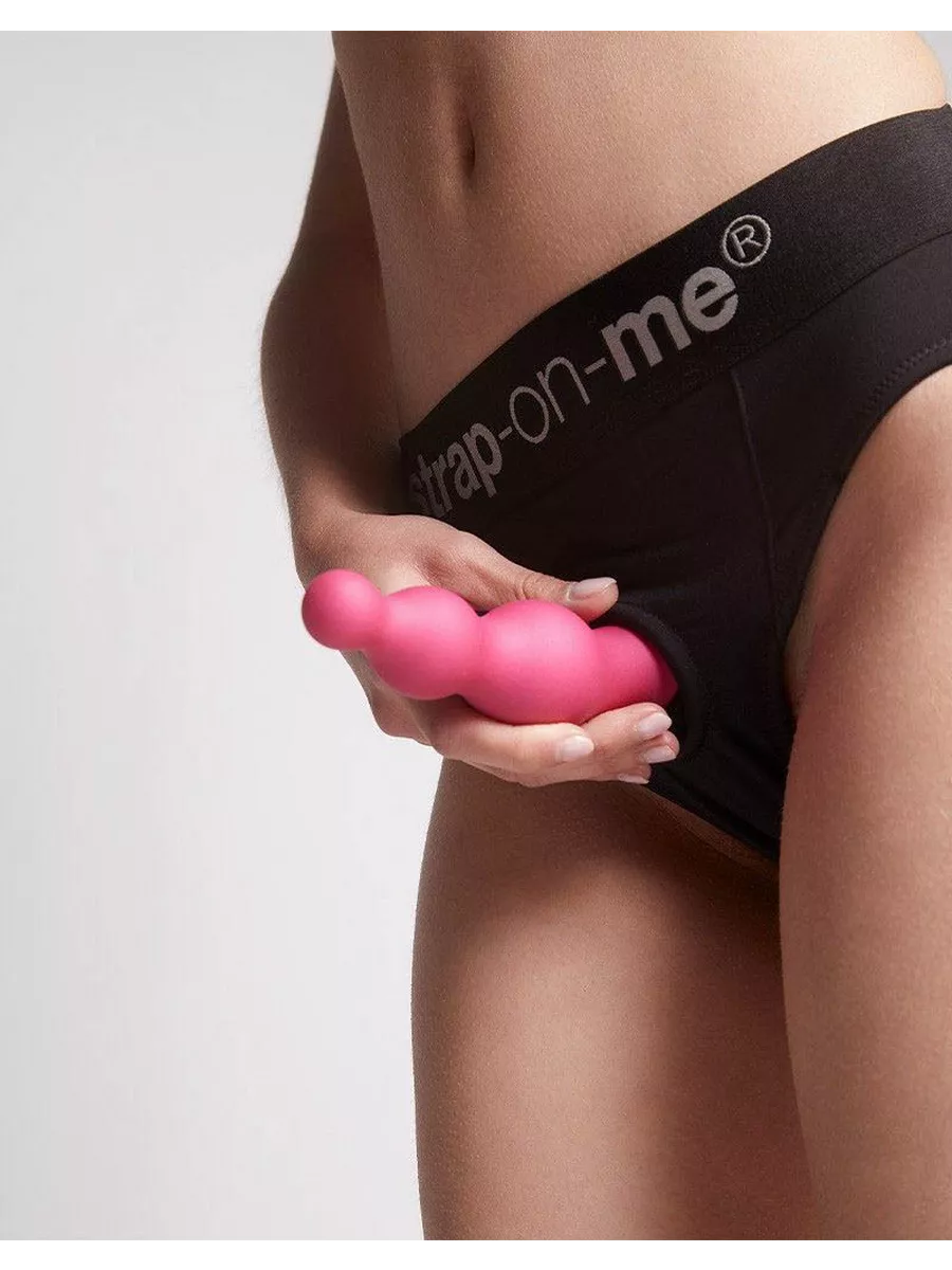 Strap-on-me Розовая насадка Strap-On-Me Dildo Plug Beads size S