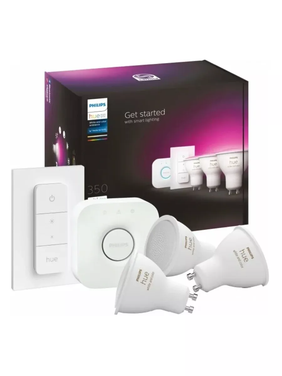 Комплект умных ламп Hue White and Color Ambiance GU10 Philips купить по  цене 18 612 ₽ в интернет-магазине Wildberries | 199951642