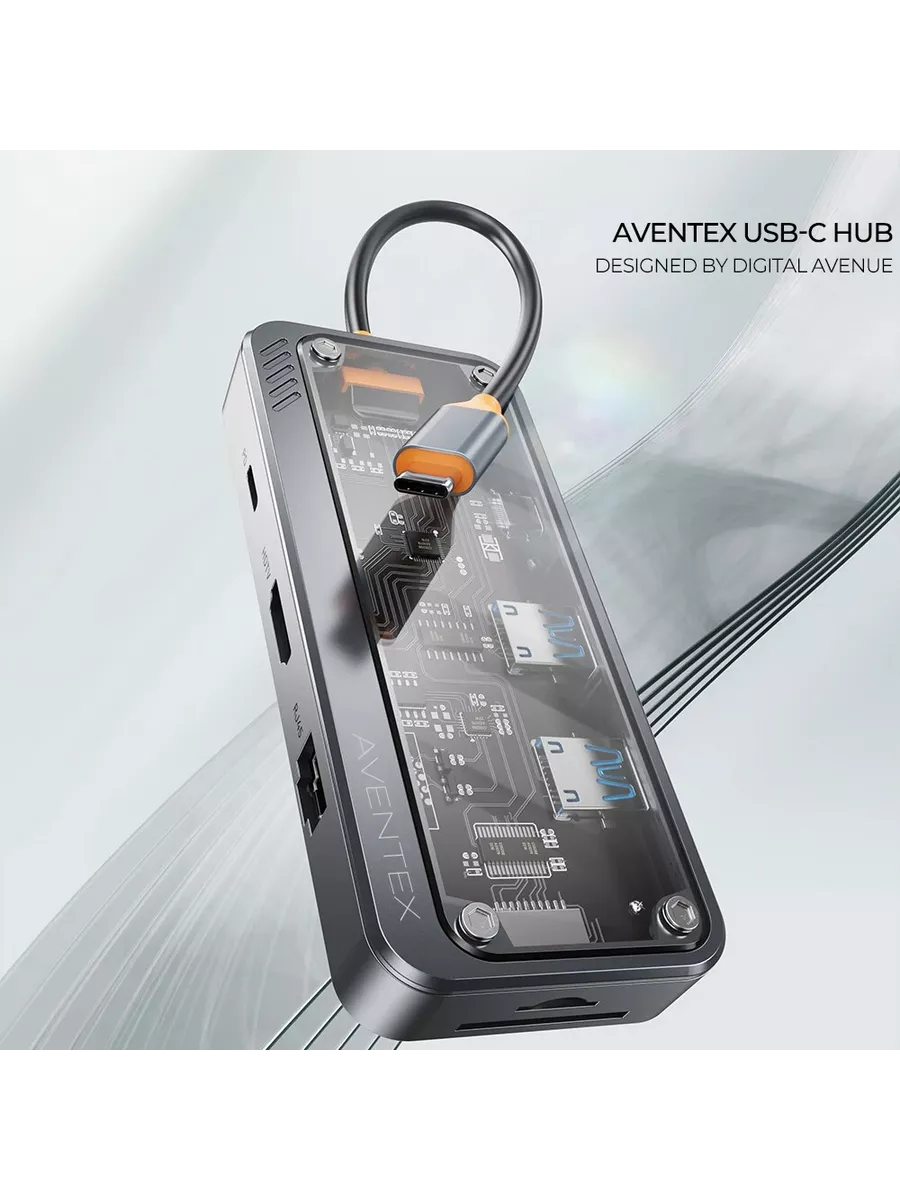 AVENTEX USB-концентратор 8 портов, хаб HDMI, Type-C, USB, micro SD