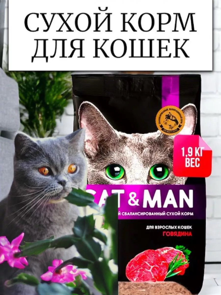 Сухой корм для кошек CAT MAN 1.9 кг ВСЕ ДЛЯ ДОМА купить по цене 0 сум в  интернет-магазине Wildberries в Узбекистане | 200629593