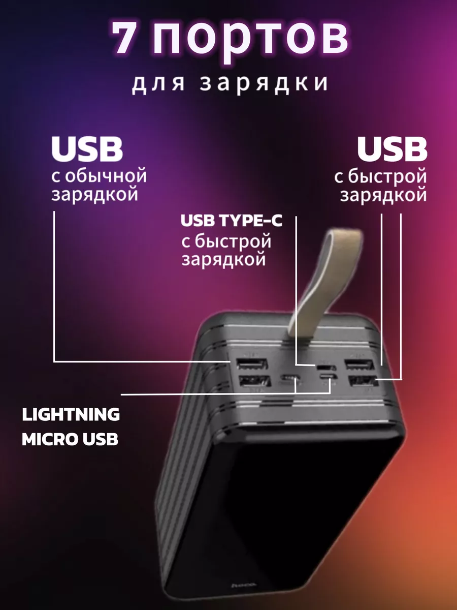 Power Bank Внешний аккумулятор 80000 mah с фонариком Hoco купить по цене  98,98 р. в интернет-магазине Wildberries в Беларуси | 201448917