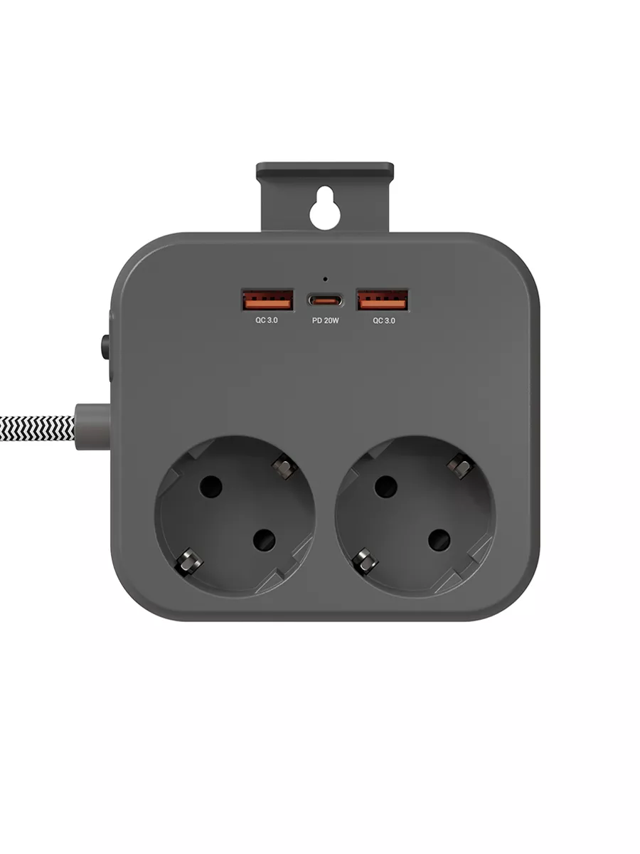 Сетевой фильтр с 2 розетками и 2xUSB-A, 1xUSB-C, 1.5м