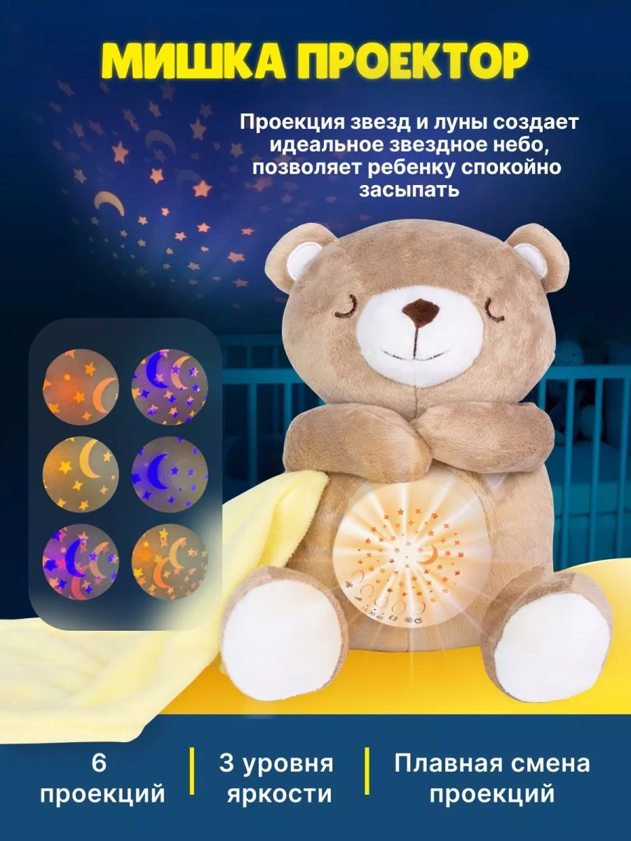 Interactive toys Музыкальный ночник мишка с белым шумом